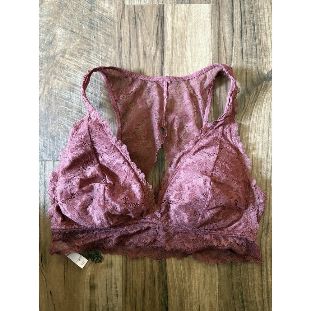 Auden Bralette Bra‎ Mauve Maroon Lacey Sz Medium Padded
